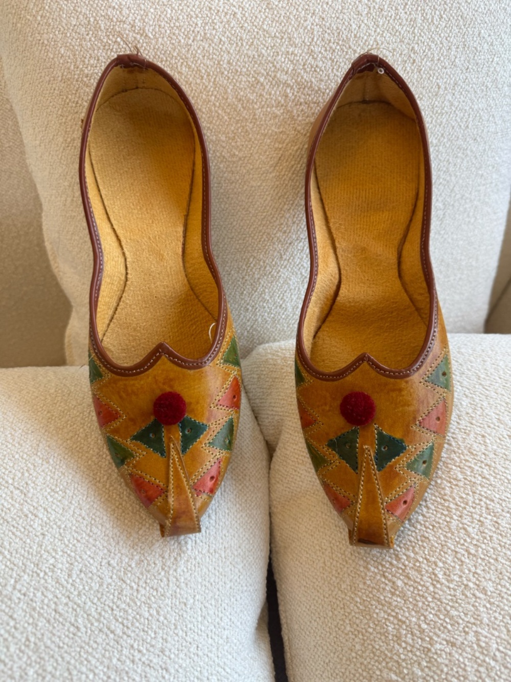 Handmade Leather Punjabi Jutti Mojari Flats with Adidas Rubber Soles size 8